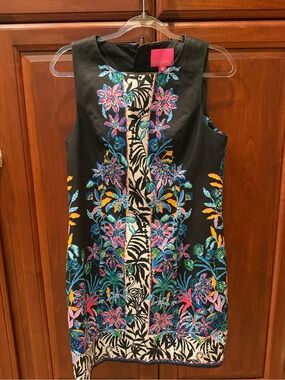 Lilly Pulitzer Short Shift Dress - Multicolor Florals and Black & White Accent